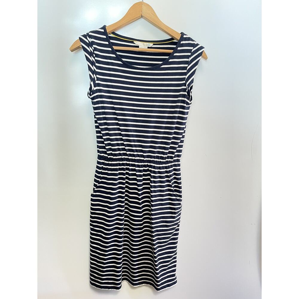 Boden BlackBerry Weekend Sleeveless Modal Pockets Navy White Stripes Size 2R